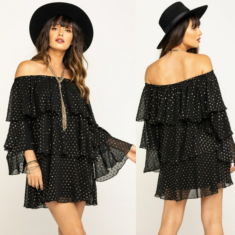 Show‎ Me Your Mumu Chicka Chicka Polka Dot Tiered Ruffle Mini Dress Small